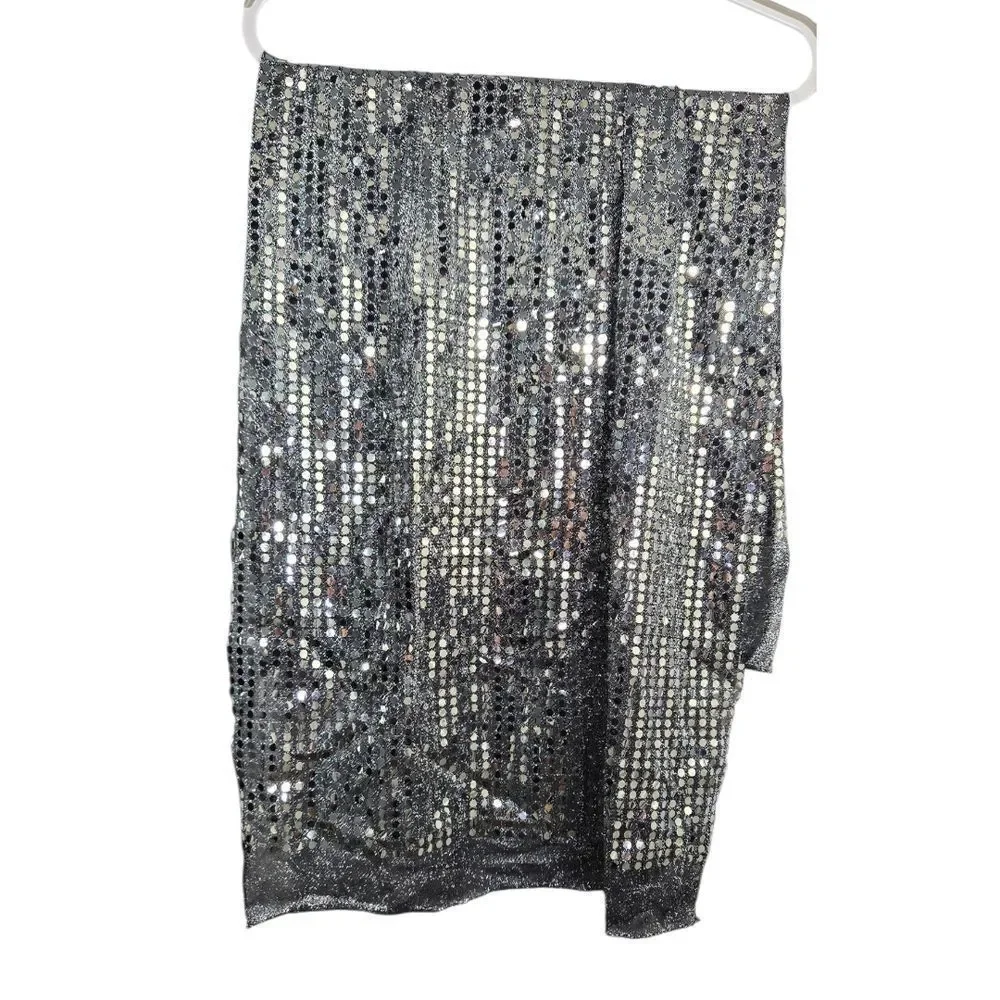Silver Foil Sequin Fabric Swatch Disco Party Decor 23